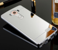 Луксозен алуминиев бъмпър с твърд огледален сребрист гръб за LG V10